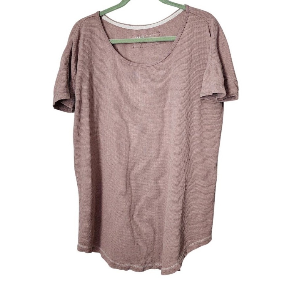 PACT Mauve Waffle Knit Short Sleeve Tee Minimalist‎ Casual Top Size S